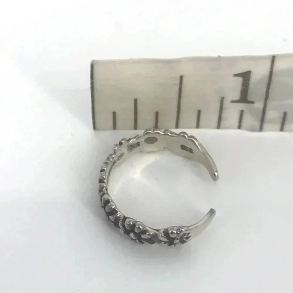925 STERLING SILVER FLORAL CROWN FLOWER CHILD FESTIVAL TOE RING SIZE XS - Picture 6 of 15